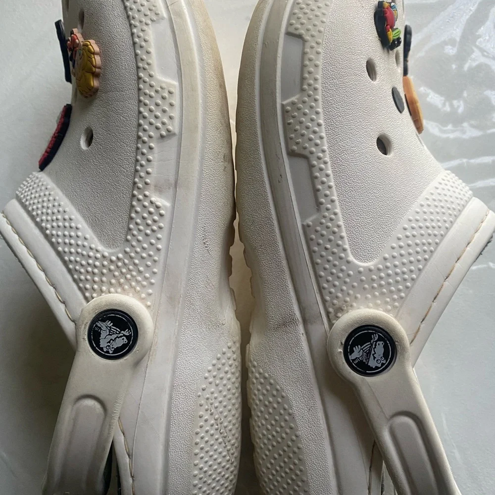 CROCS Kids White Slippers with Fun Charms